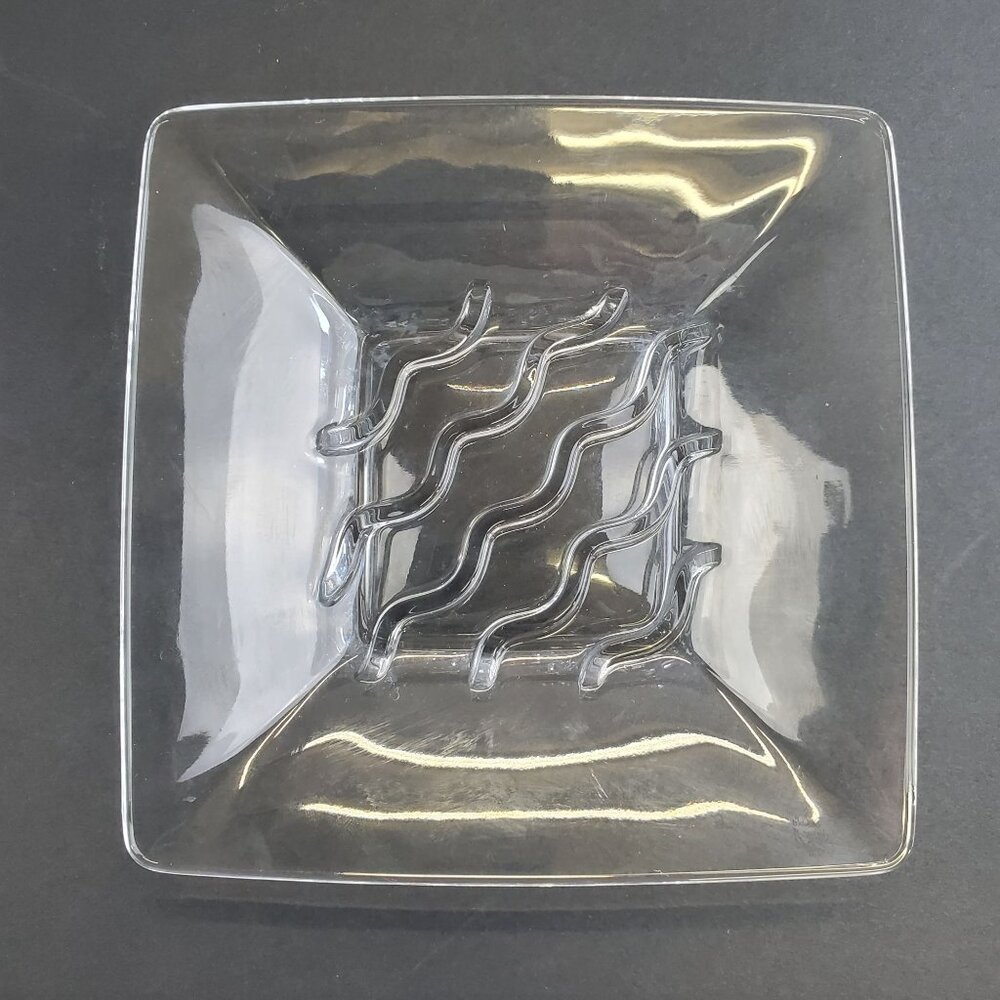 Bleikristall of Germany Plate Square 24% Leaded Crystal Waves Design 6"x6"